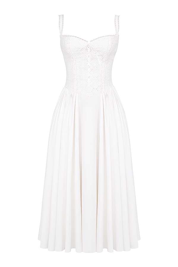 Milia  White Broderie Anglais & Cotton Midi Dress — image 15
