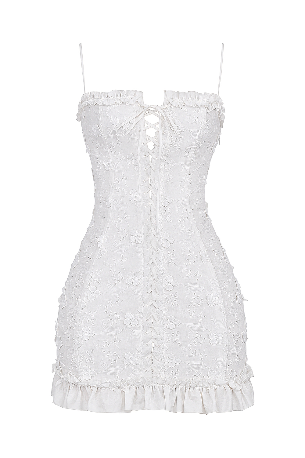 Marlene  White Cotton Broderie Anglais Mini Dress — image 13