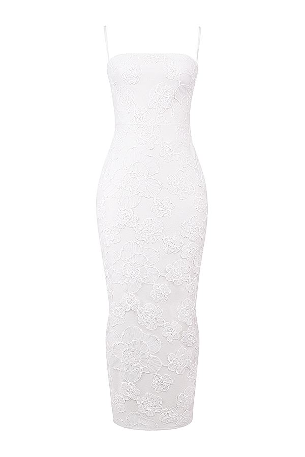 Eva  White Floral Lace Maxi Dress — image 18