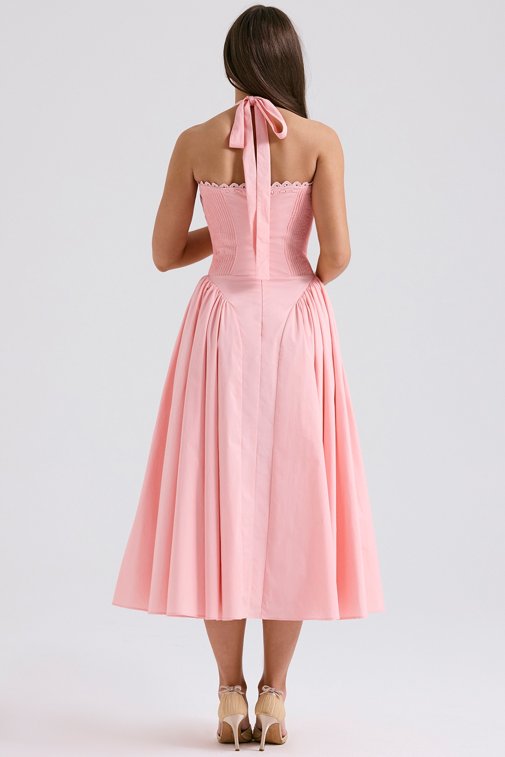 Adabella  Rose Pink Cotton Halter Midi Sundress — image 7