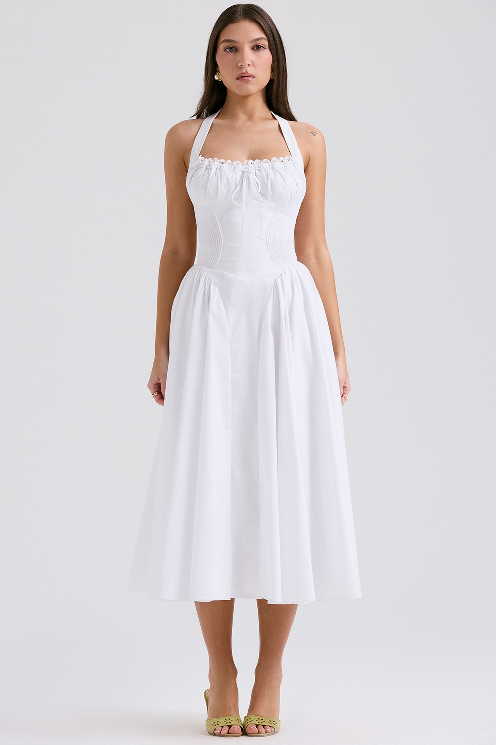 Adabella  White Cotton Halter Sundress — image 2