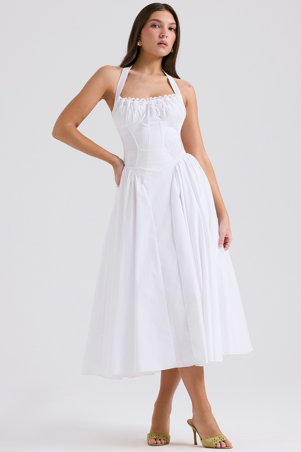 Adabella  White Cotton Halter Sundress — image 6