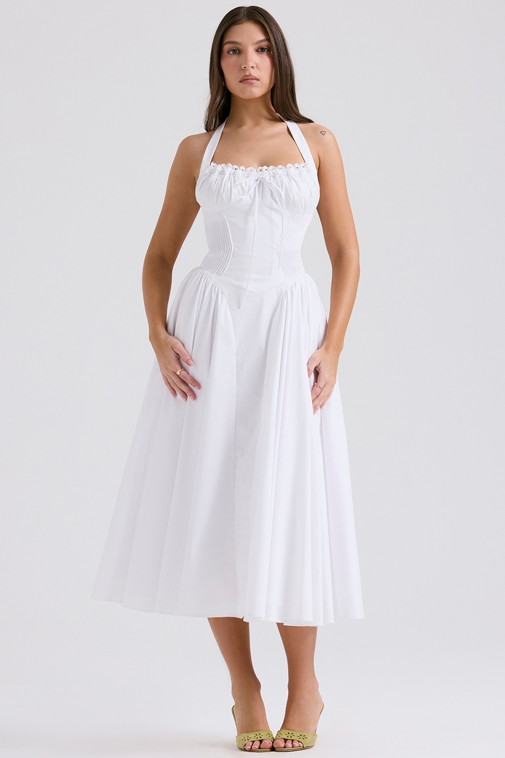 Adabella  White Cotton Halter Sundress — image 5