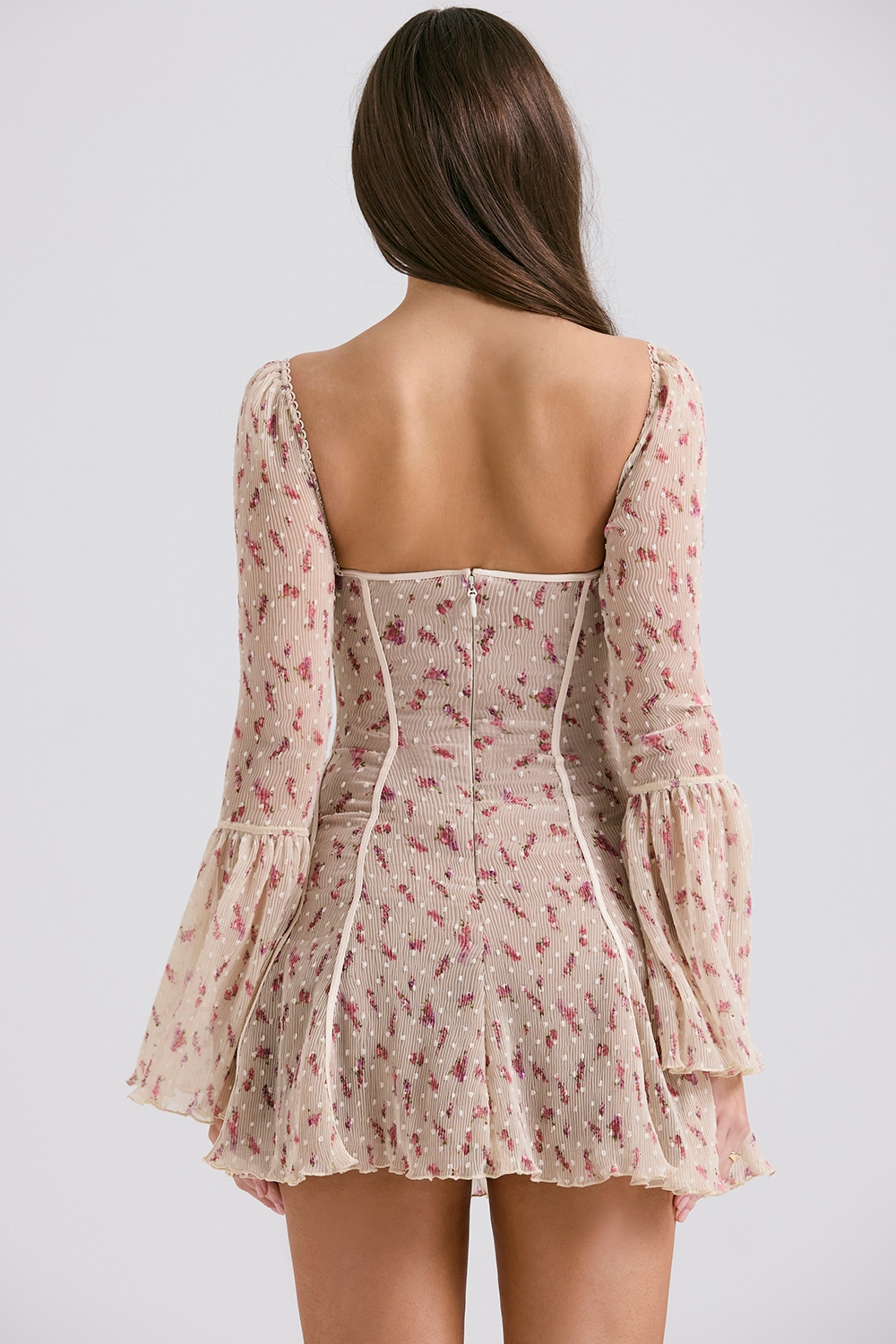 Analissa  Vintage Cream Rose Print Corset Mini Dress — image 9