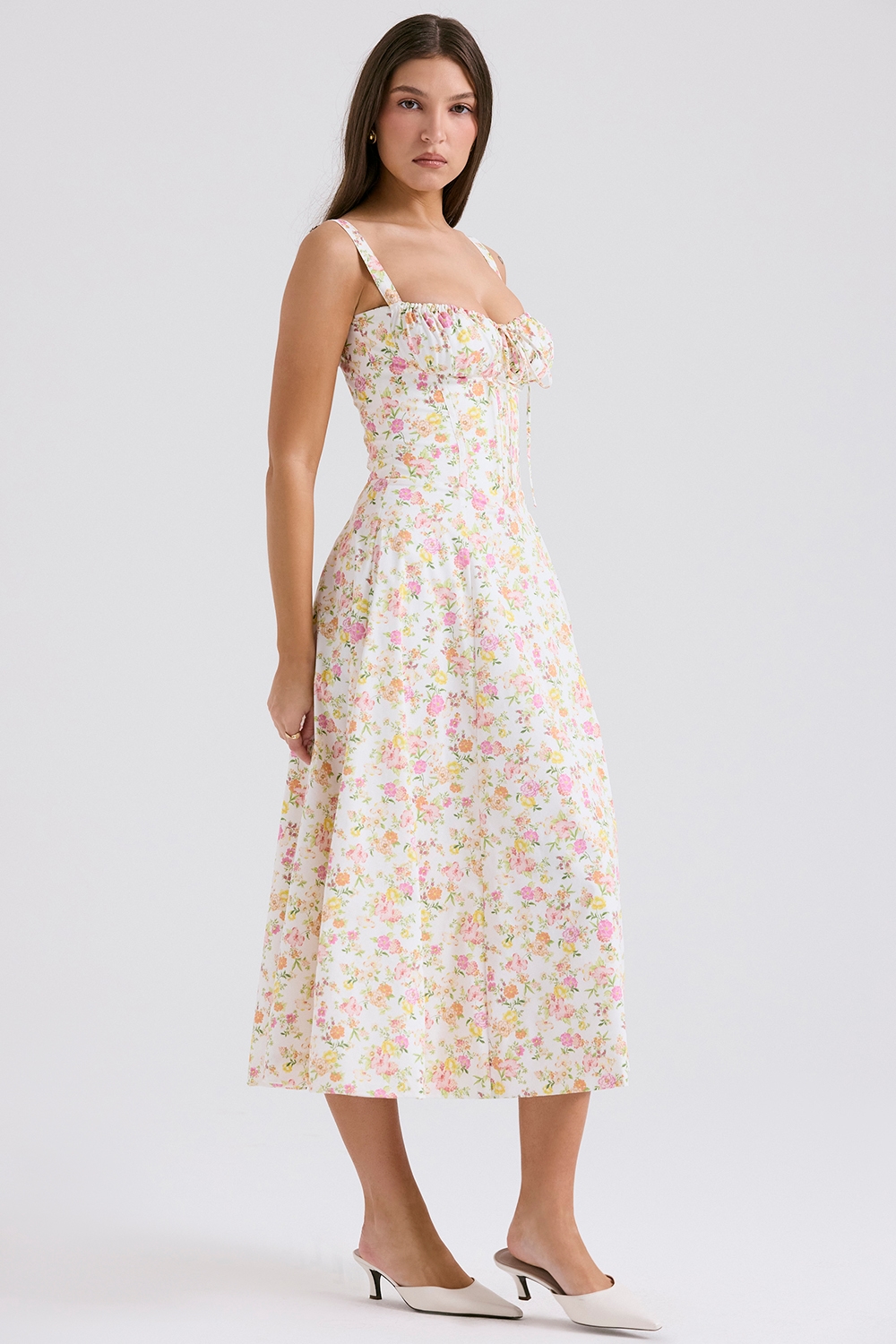 Carmen  Ivory Meadow Print Cotton Bustier Sundress — image 6