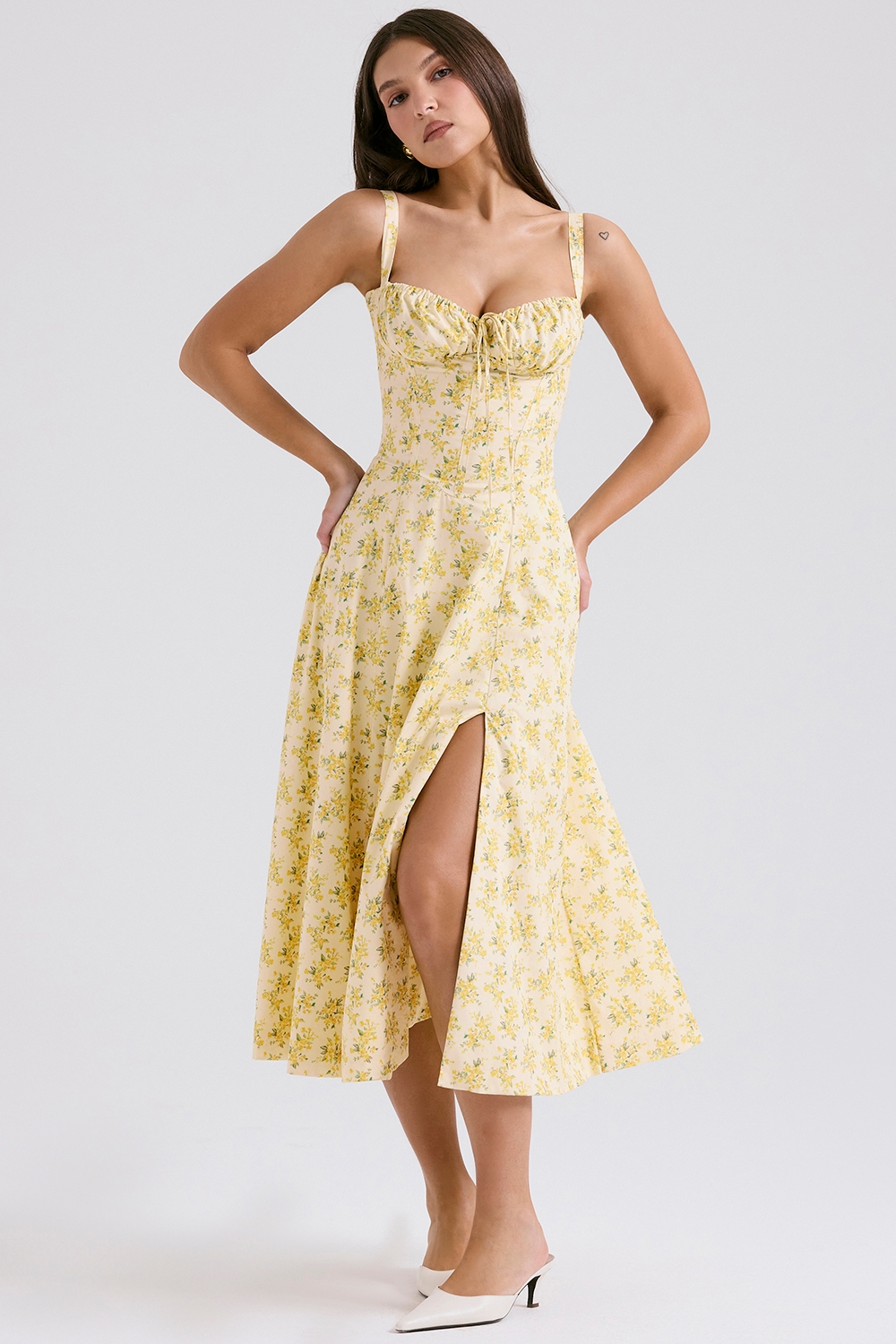 Carmen  Buttercup Vintage Floral Print Cotton Bustier Sundress — image 2