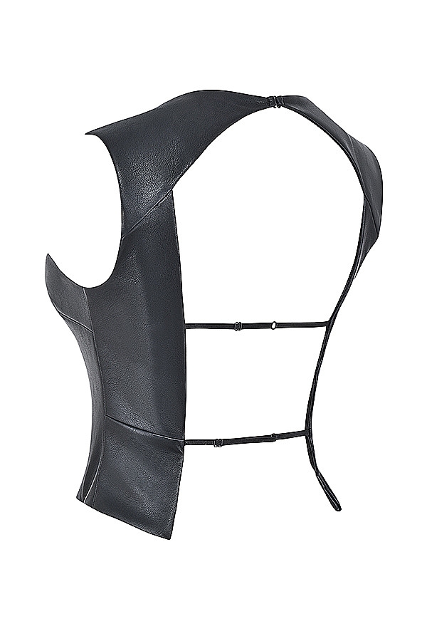 Mistress Rocks Black Vegan Leather Open Back Top - SALE — image 13