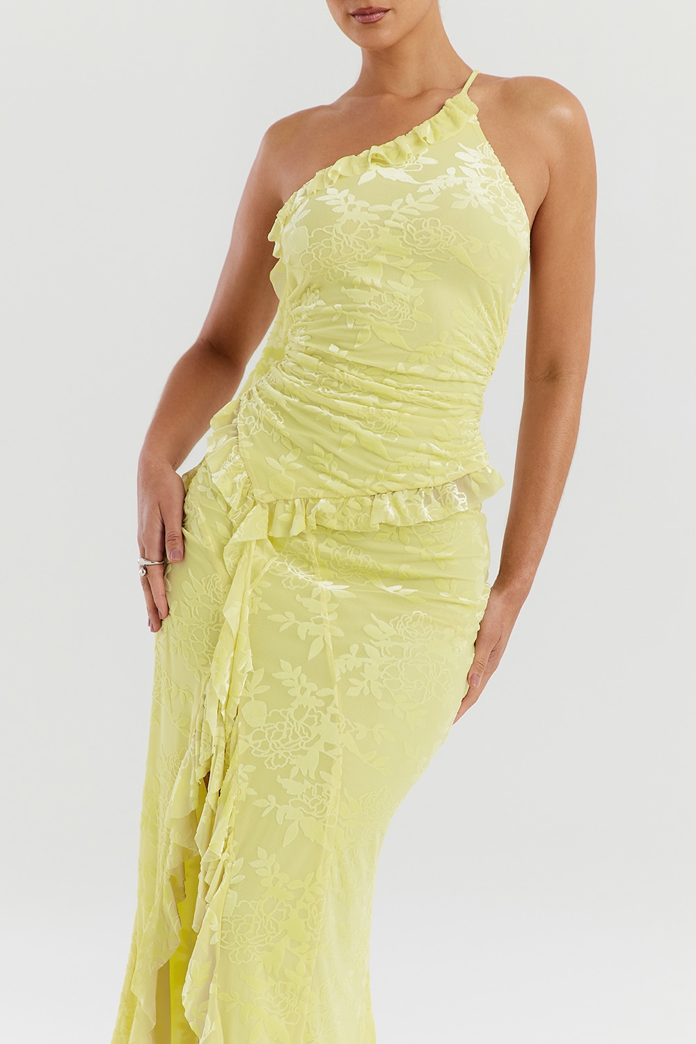 Mistress Rocks Lemon Devore Asymmetric Spiral Frill Top - SALE — image 6