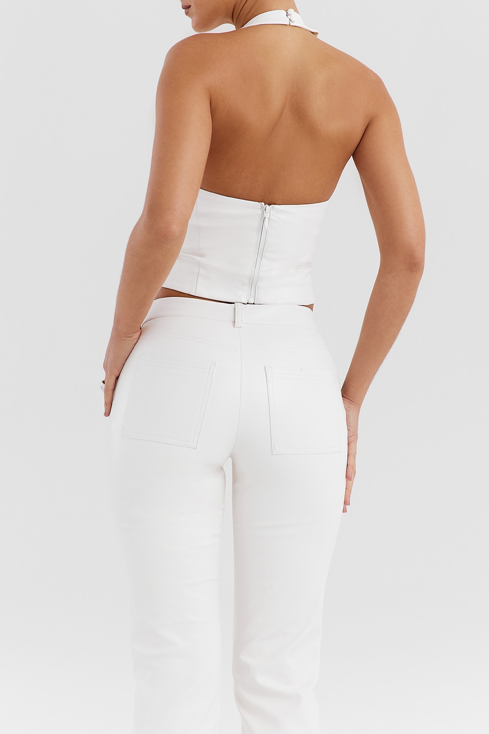 Mistress Rocks Ivory Vegan Leather Open Back Top - SALE — image 9