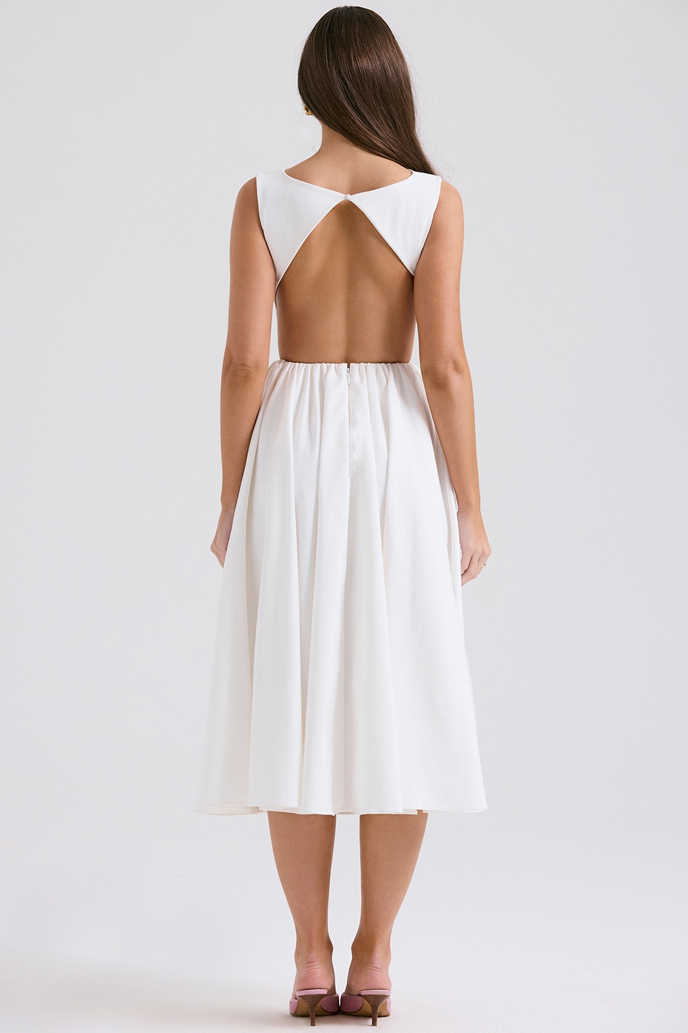 Cindy  White Twill Midi Sundress — image 8