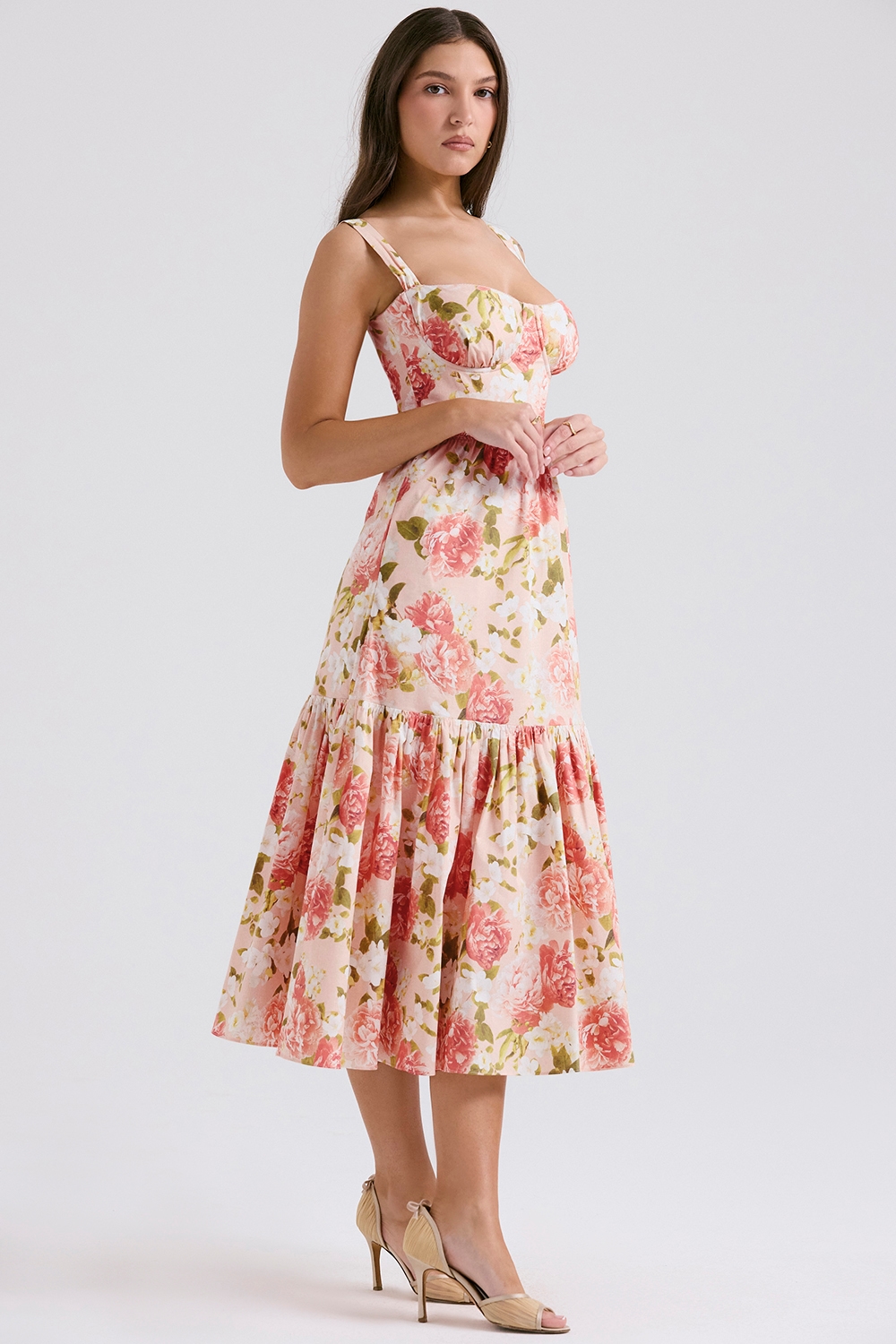 Elia  Pink Peony Print Cotton Midi Sundress — image 6