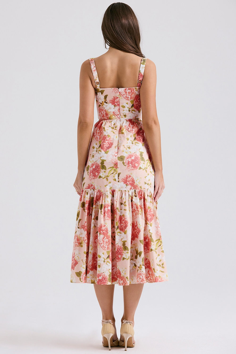 Elia  Pink Peony Print Cotton Midi Sundress — image 8