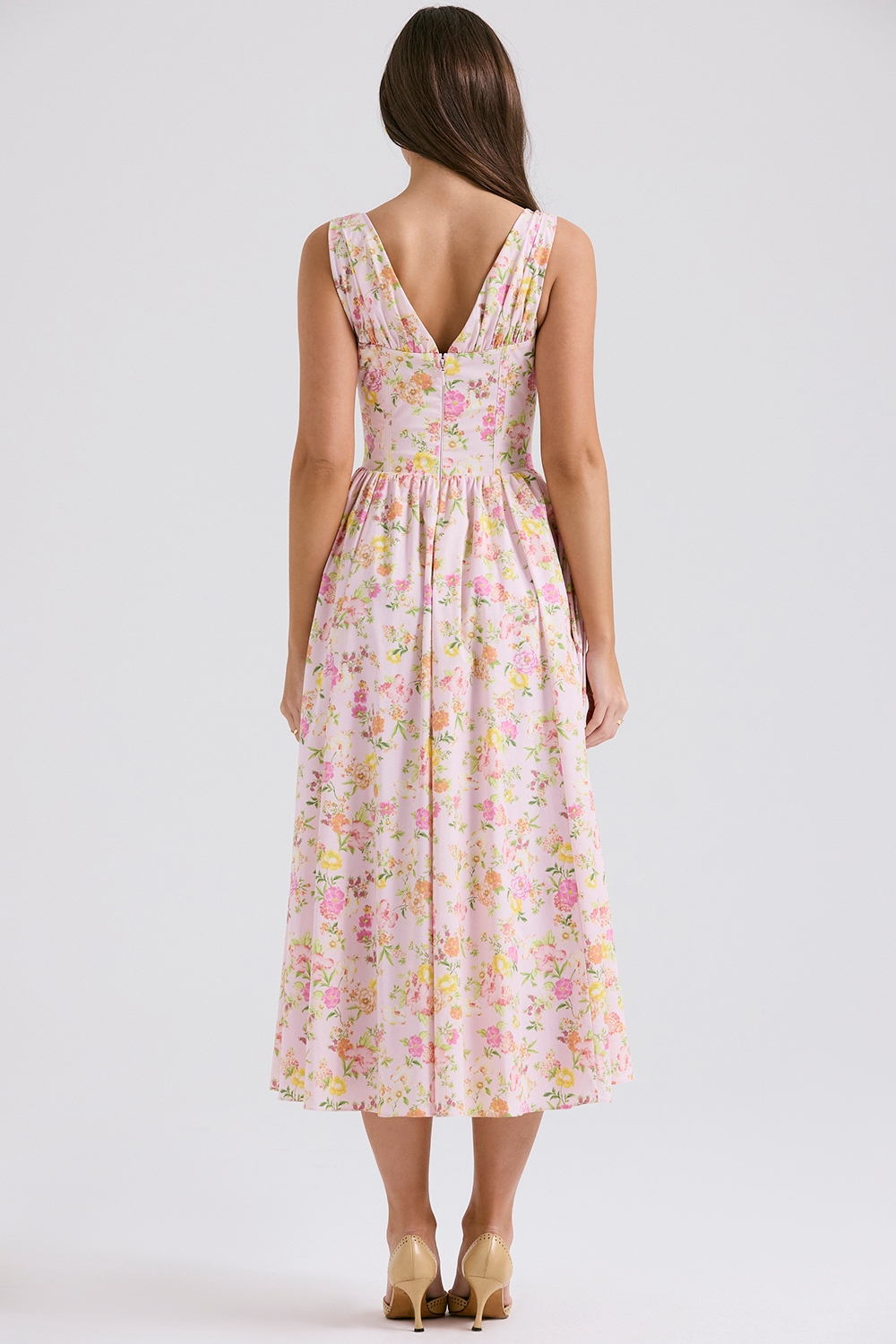 Emmelina  Pink Meadow Print Cotton Corset Sundress — image 8