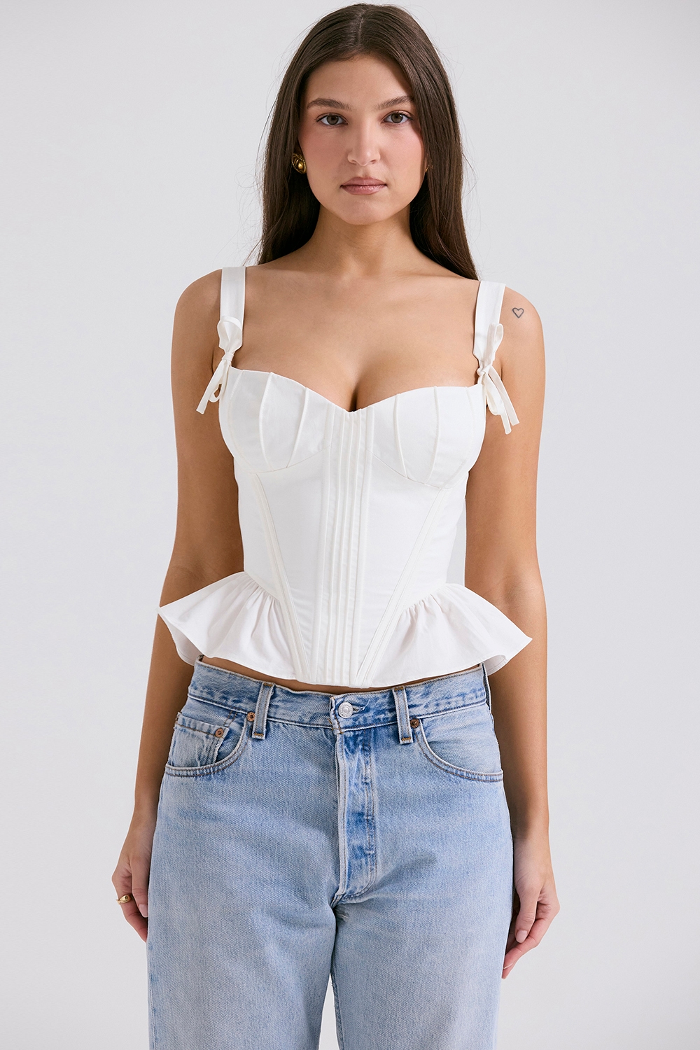 Gigou  White Peplum Cotton Corset — image 3
