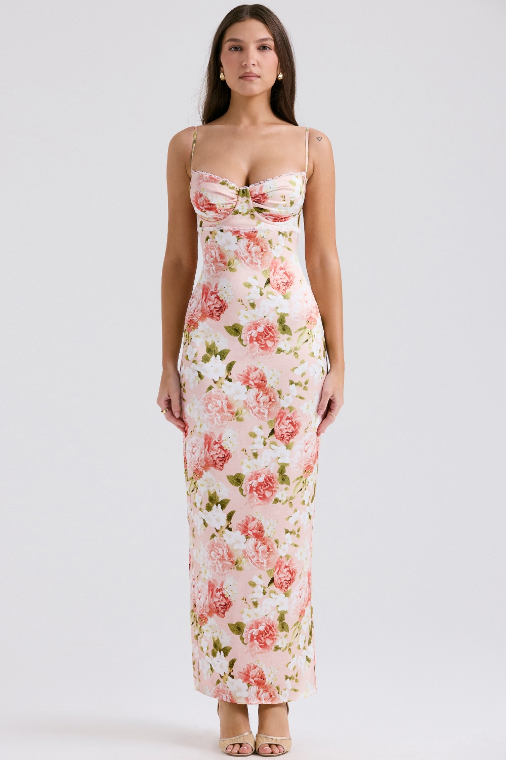 Josefina  Pink Peony Print Satin Maxi Dress — image 2