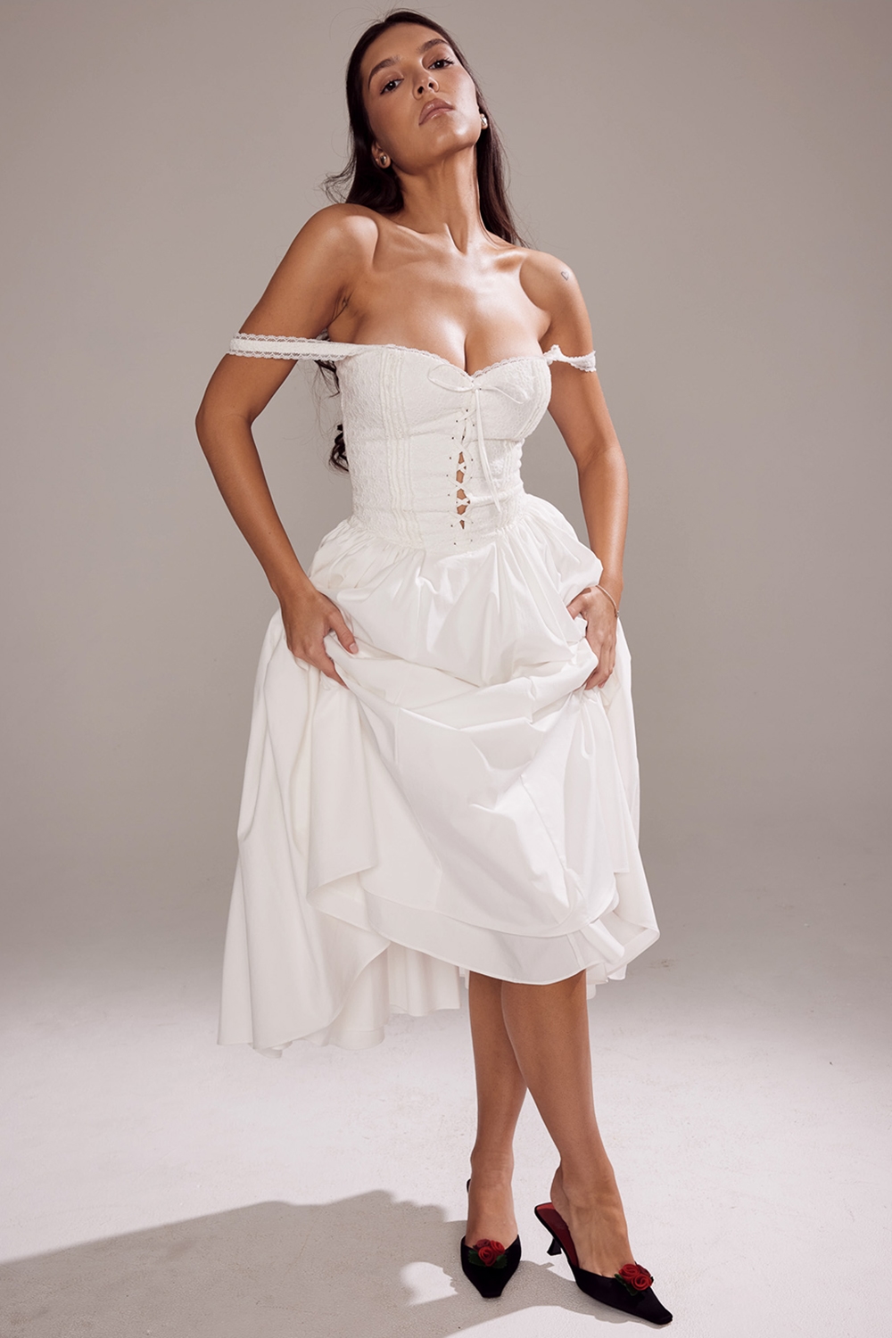 Milia  White Broderie Anglais & Cotton Midi Dress — image 13