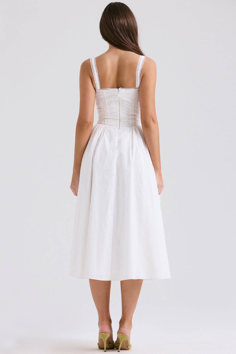 Milia  White Broderie Anglais & Cotton Midi Dress — image 9
