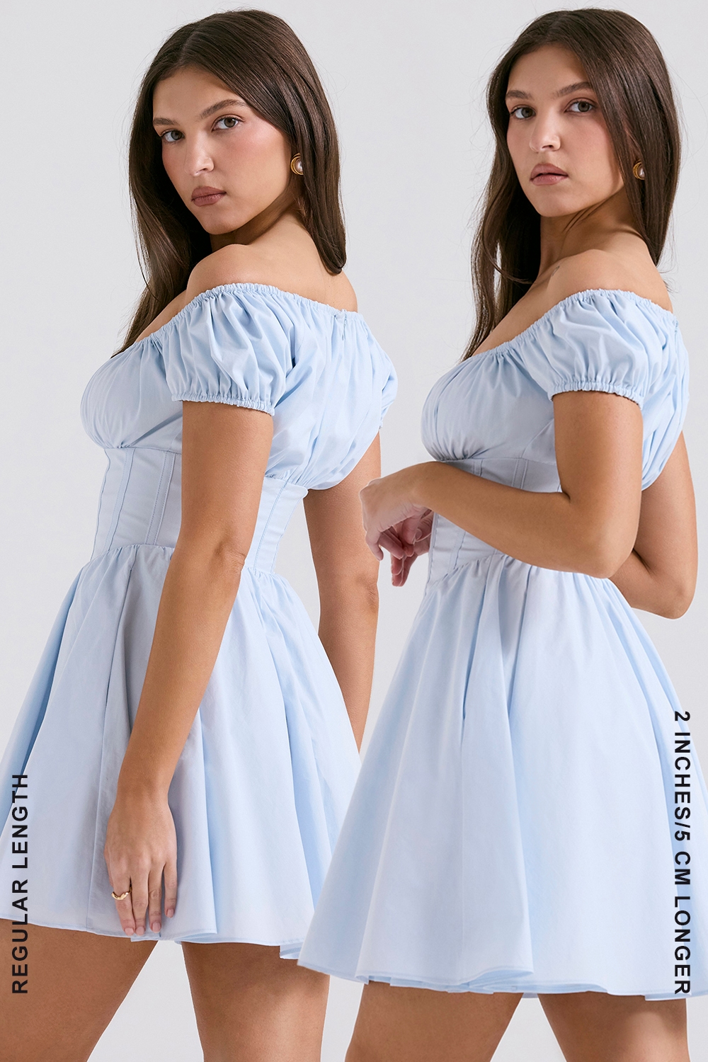 Nala  Soft Blue Cotton Gathered Mini Dress — image 9