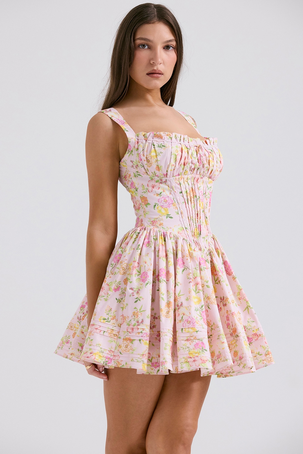 Natassia  Pink Meadow Print Cotton Mini Dress — image 7