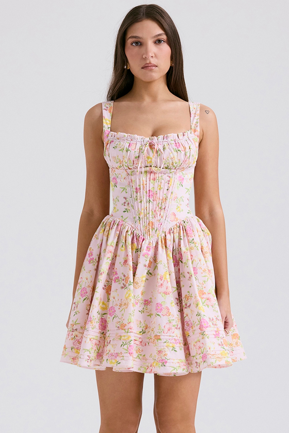 Natassia  Pink Meadow Print Cotton Mini Dress — image 5