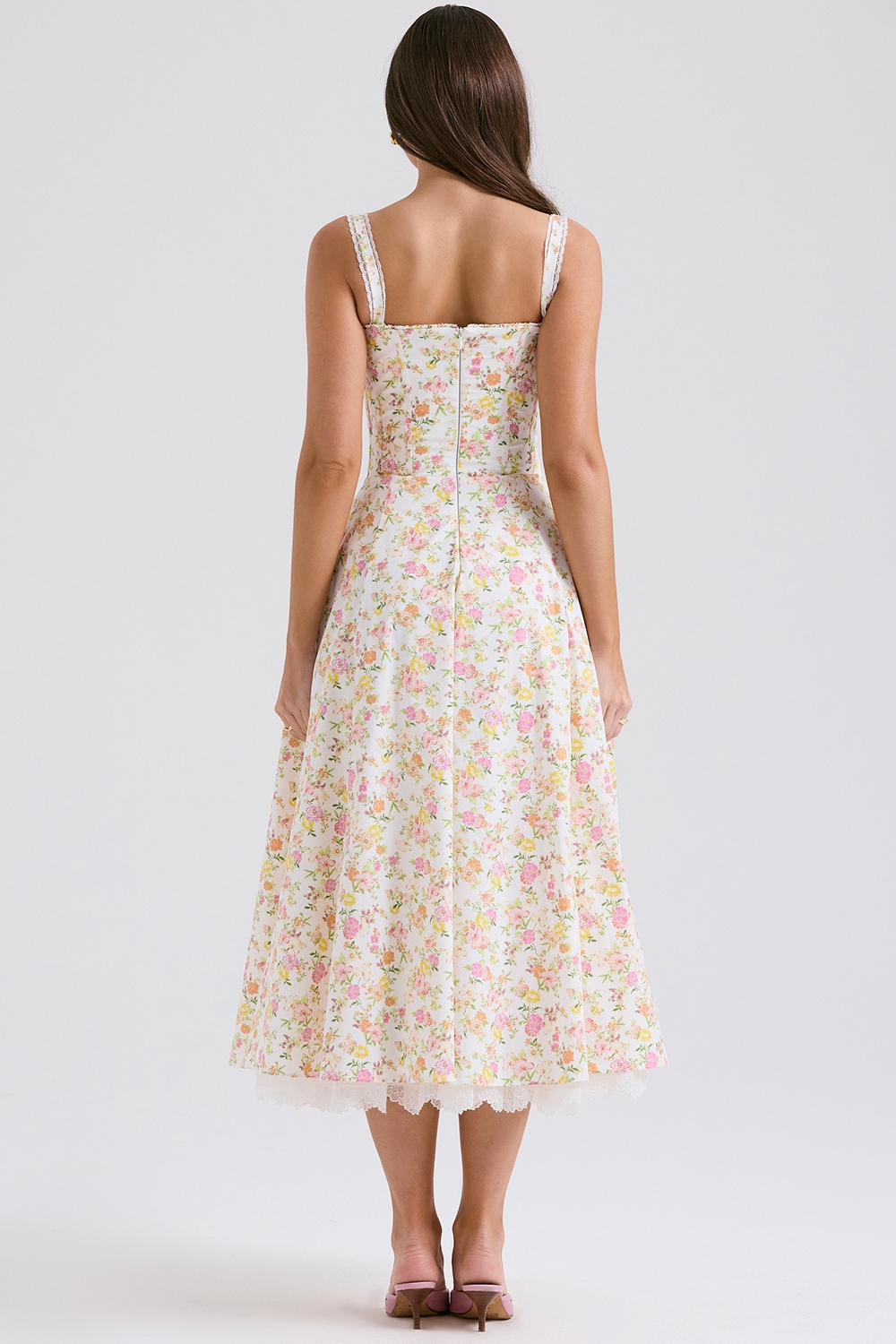 Rosalee  Ivory Meadow Print Cotton Bustier Sundress — image 8