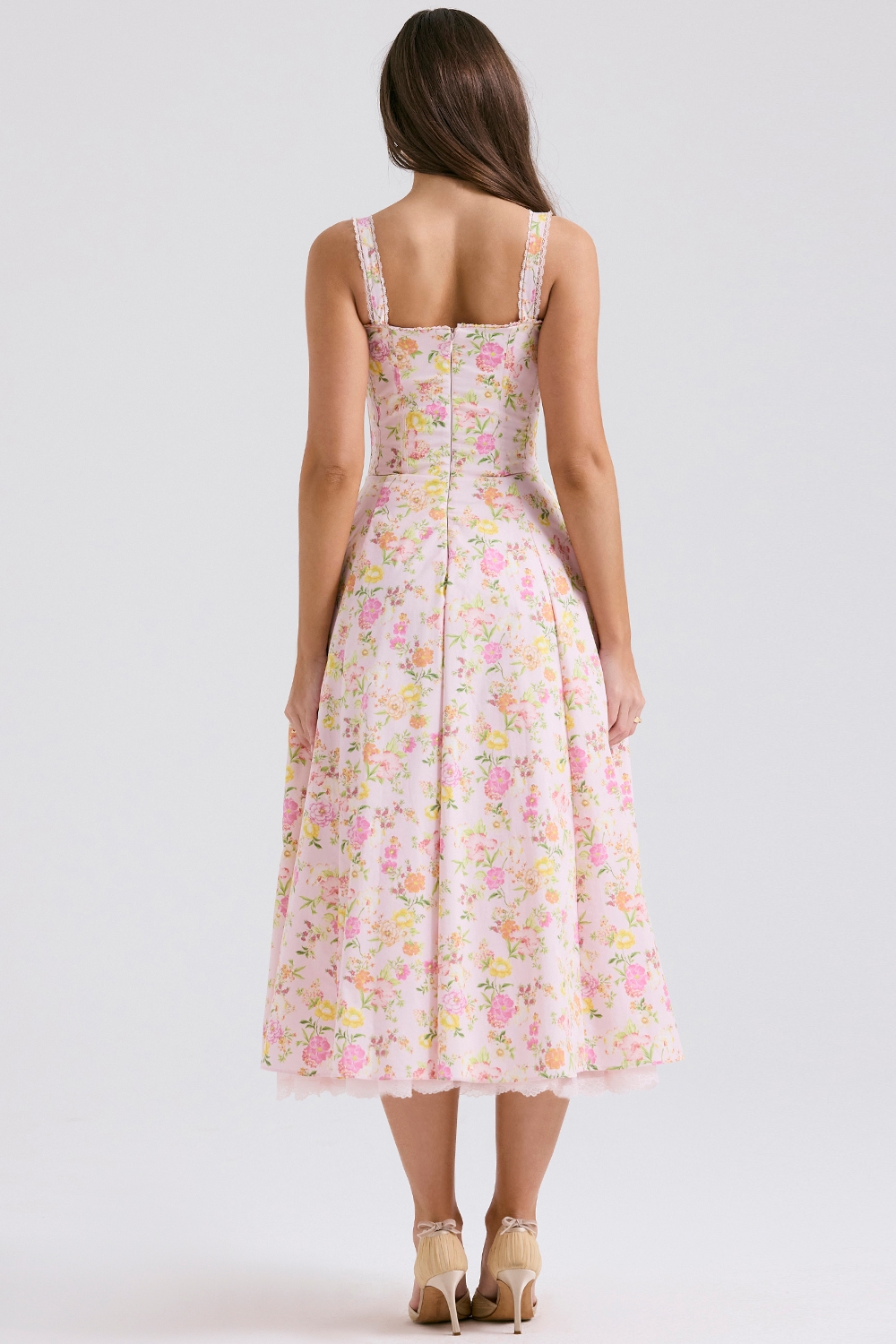 Rosalee  Pink Meadow Print Cotton Bustier Sundress — image 8