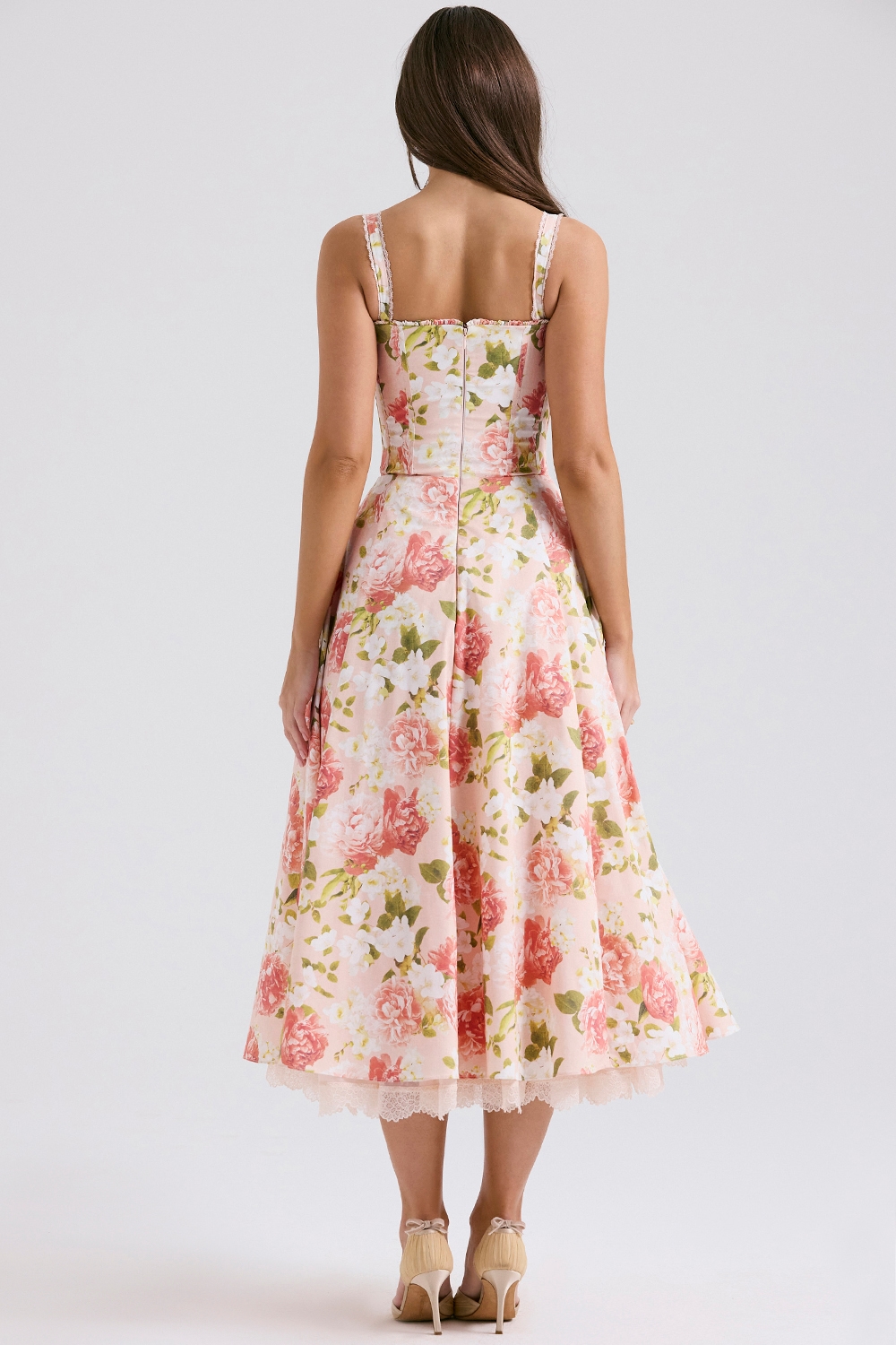 Rosalee  Pink Peony Print Cotton Bustier Sundress — image 10