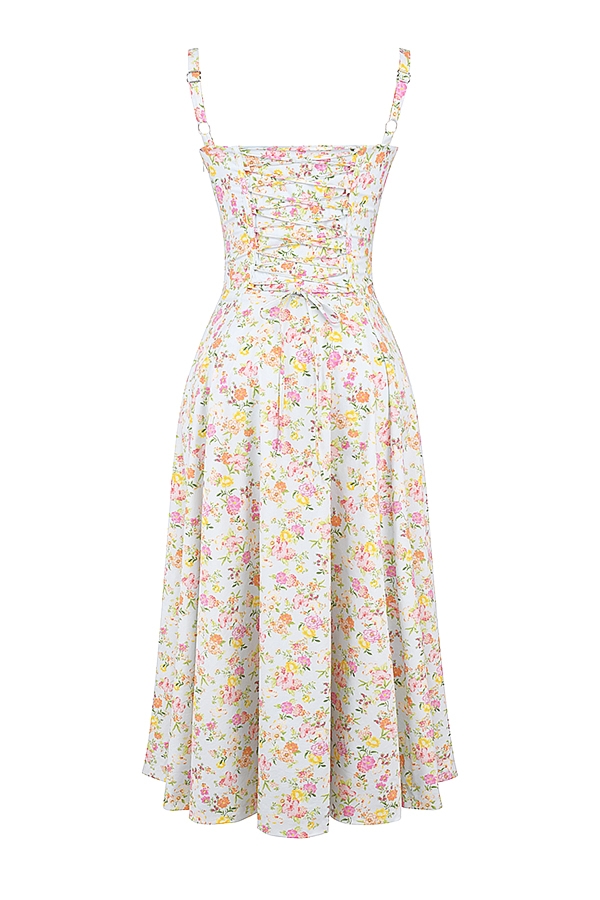 Carmen Pale Blue Meadow Print Cotton Bustier Sundress — image 10