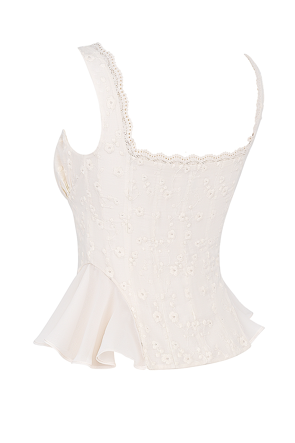 Jean  Vintage Cream Cotton Broderie Anglais Peplum Top — image 15