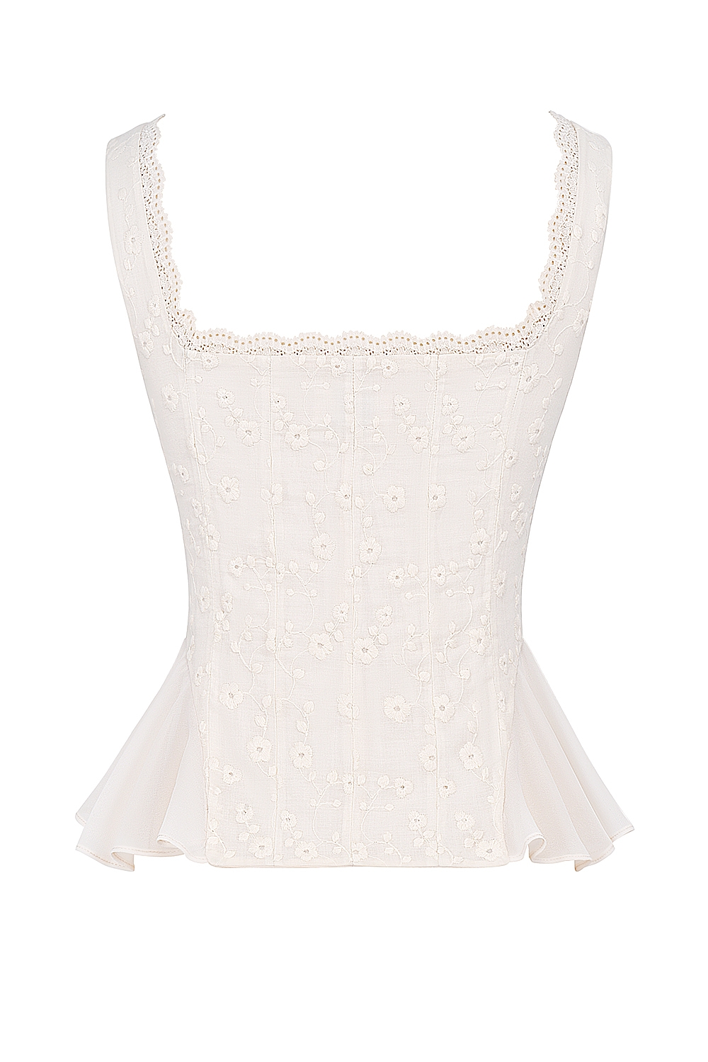 Jean  Vintage Cream Cotton Broderie Anglais Peplum Top — image 16