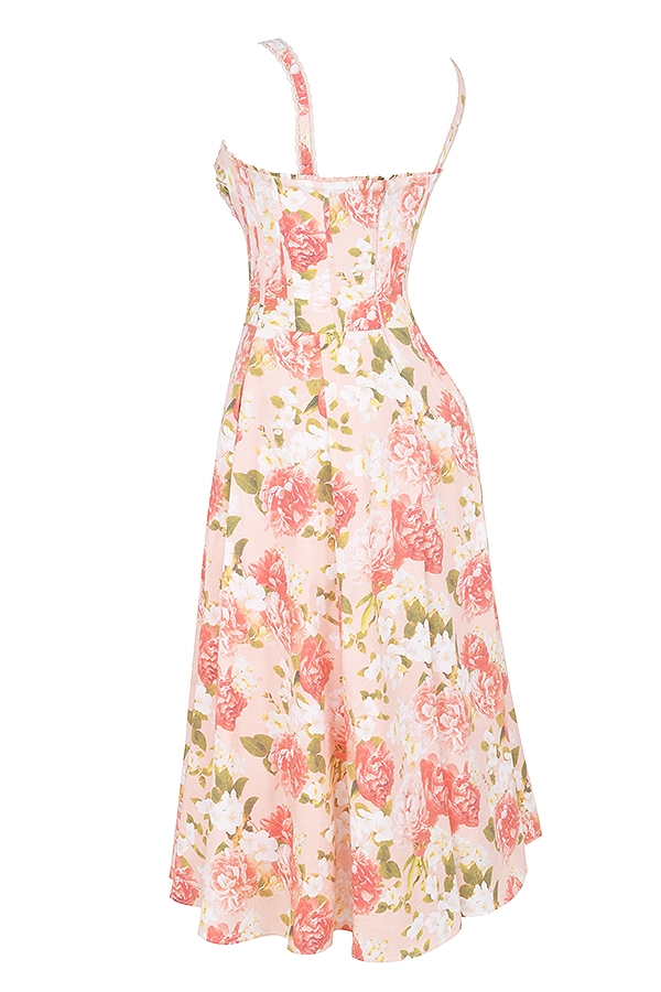Rosalee  Pink Peony Print Cotton Bustier Sundress — image 15