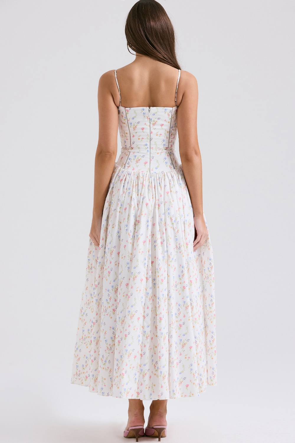 Ysabella  White Posy Print Cotton Maxi Sundress — image 7