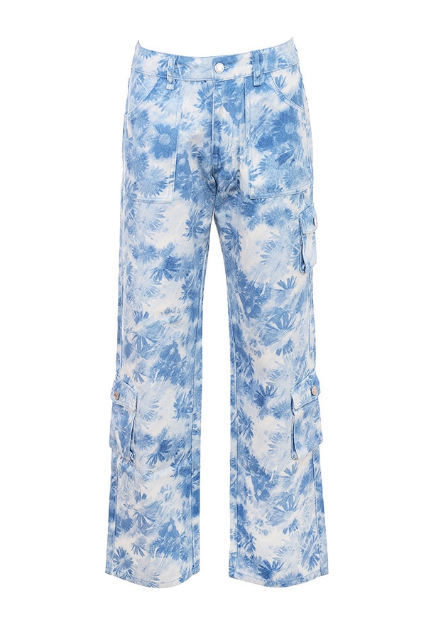 Mistress Rocks Blue Floral Print Cargo Jeans - SALE — image 10