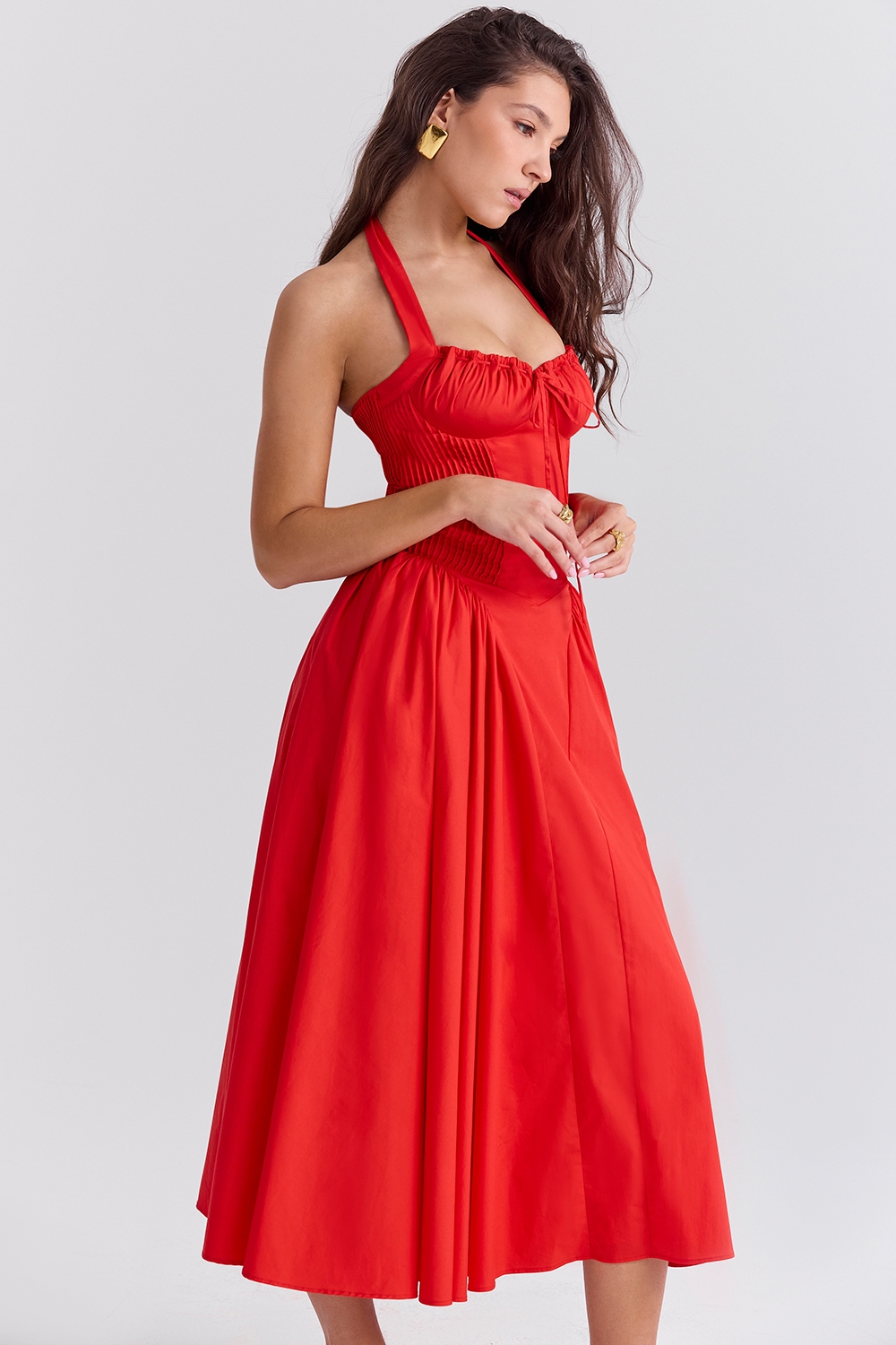 Adabella  Italian Tomato Cotton Halter Sundress — image 6