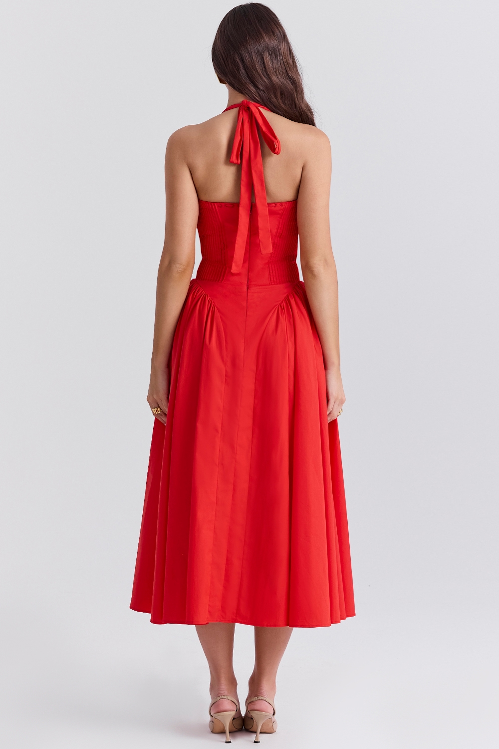 Adabella  Italian Tomato Cotton Halter Sundress — image 8