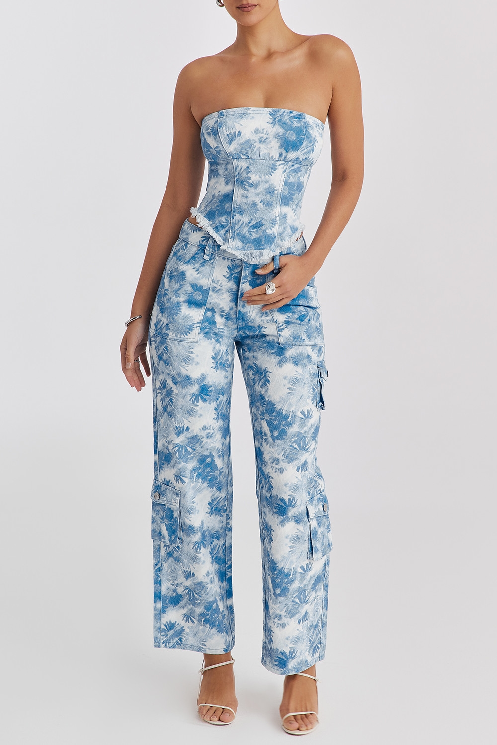 Mistress Rocks Blue Floral Print Cargo Jeans - SALE — image 3