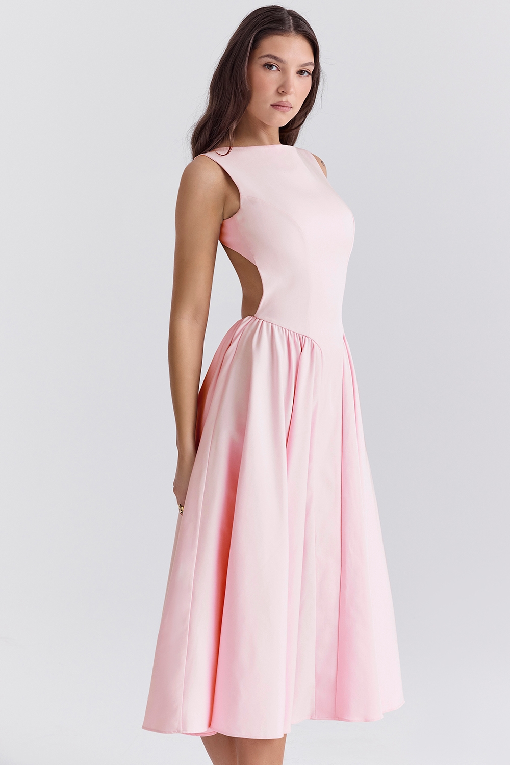 Cindy  Ballerina Pink Twill Midi Sundress — image 9