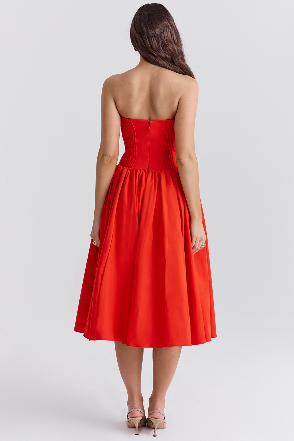 Elizabeth  Italian Tomato Strapless Midi Sundress — image 9