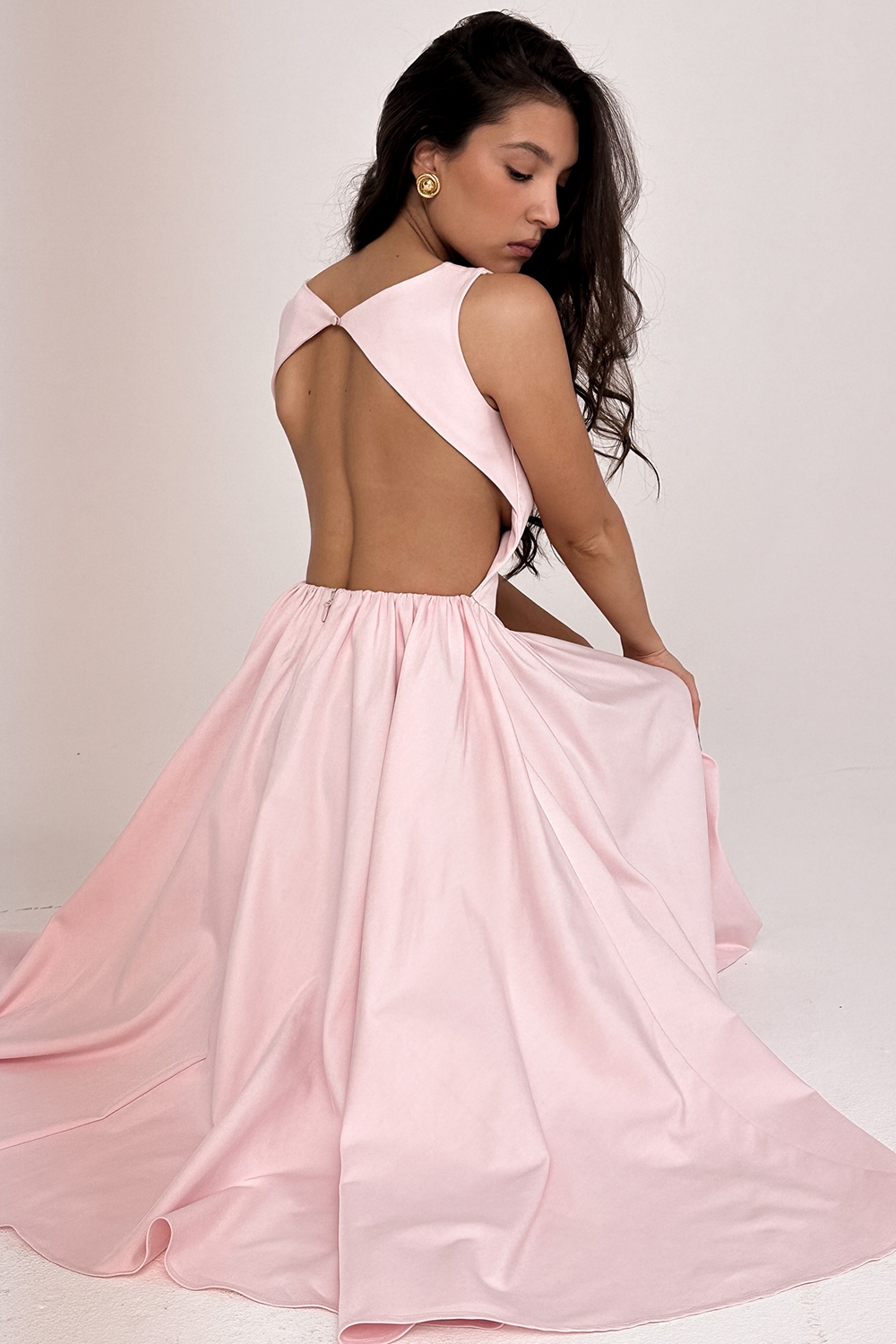 Cindy  Ballerina Pink Twill Midi Sundress — image 14