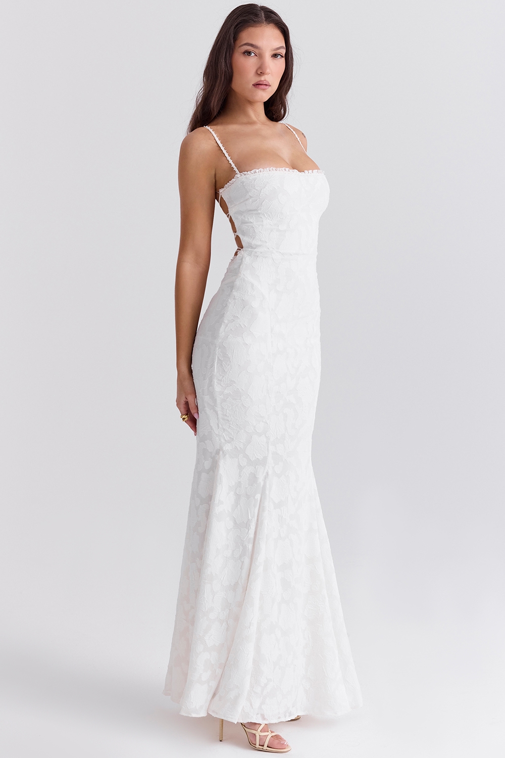 Joan  Ivory Lace Up Back Maxi Dress — image 8