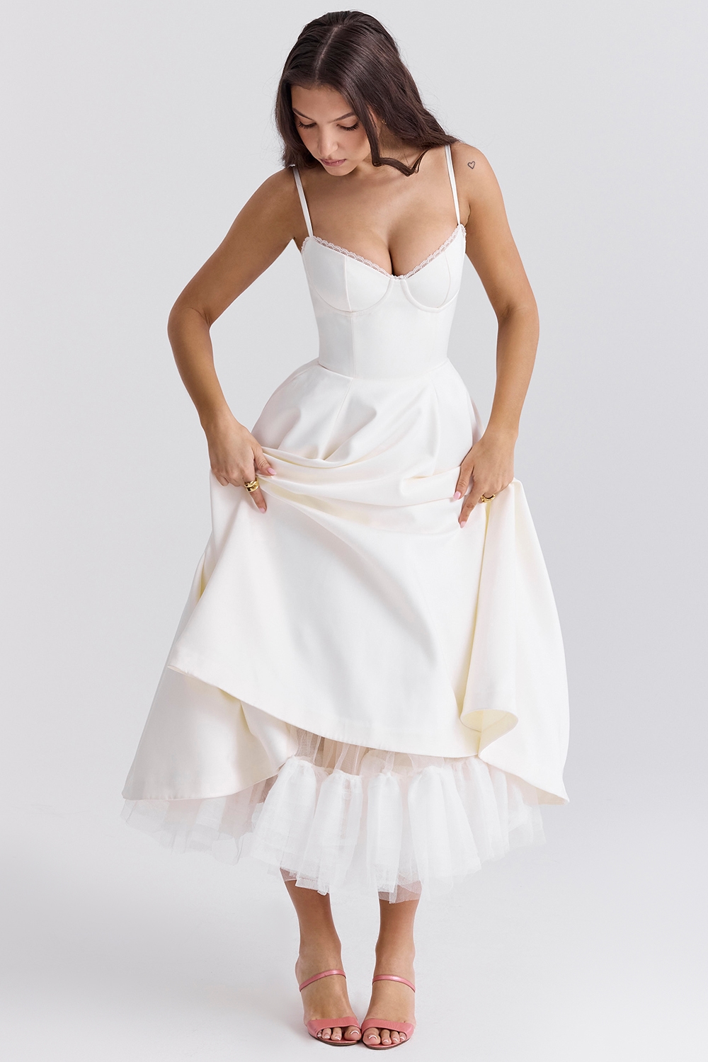 Mademoiselle  White Tulle Midi Dress — image 5