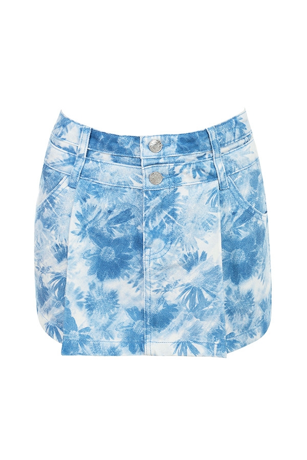 Mistress Rocks Blue Floral Print Denim Mini Skirt - SALE — image 11