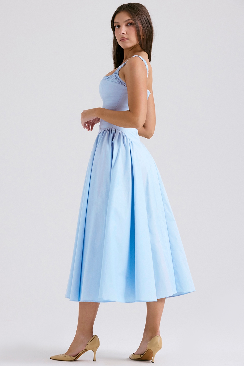 Dorothy  Italian Azure Cotton Midi Sundress — image 6