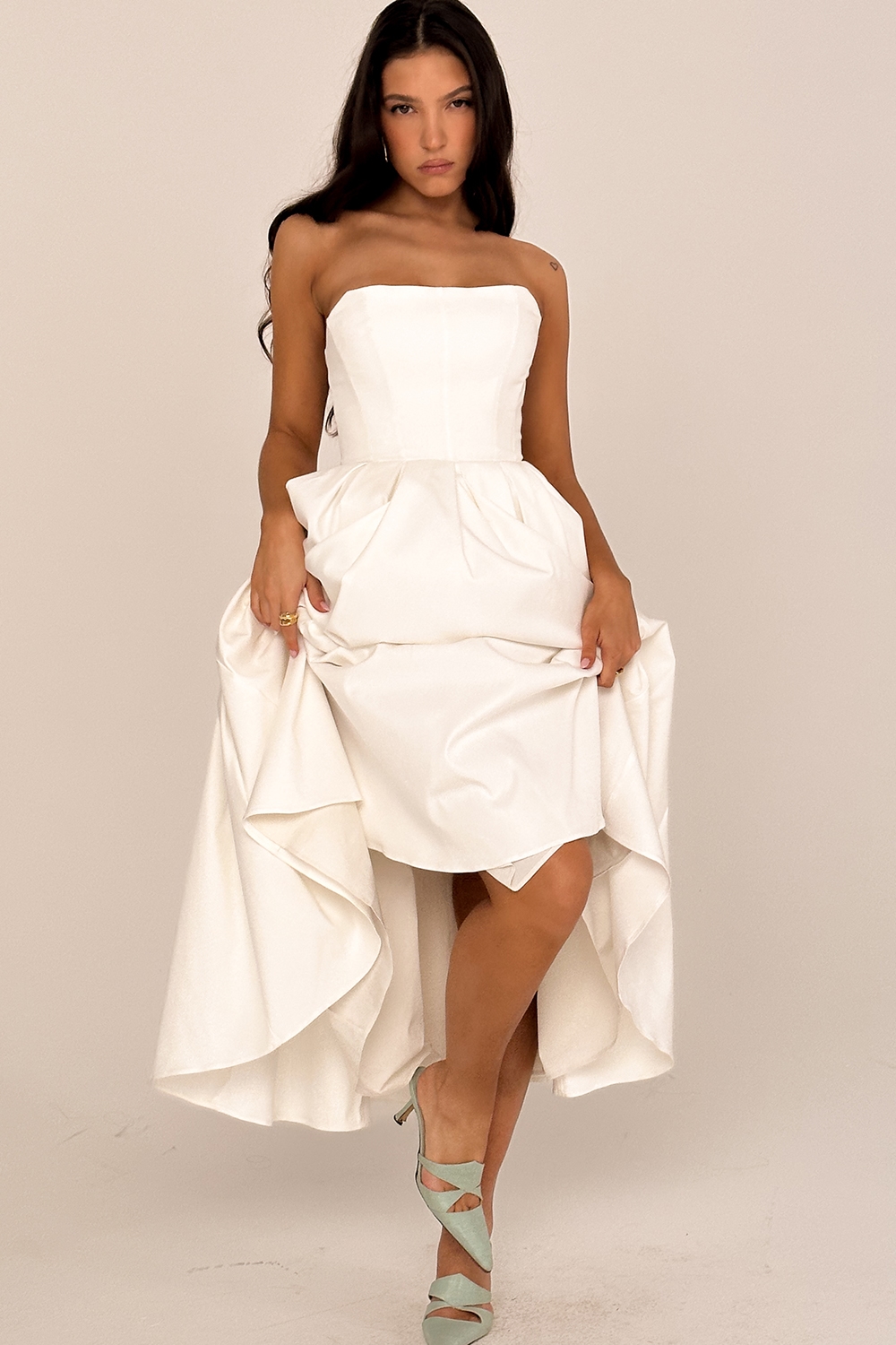 Audrey  White Strapless Midi Sundress — image 9
