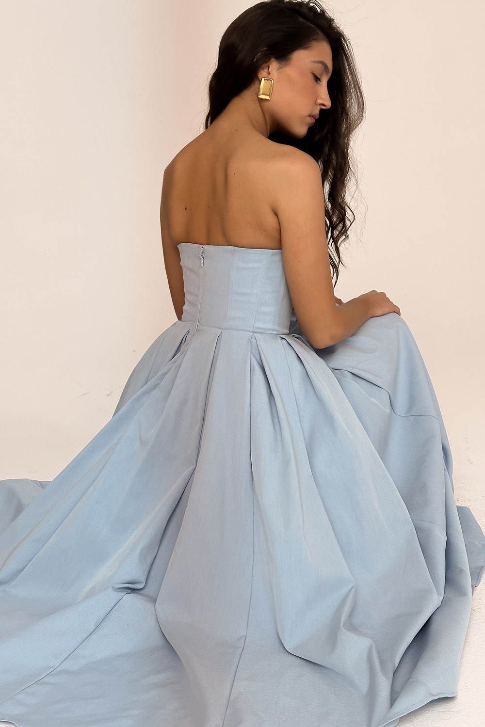 Audrey  Tuscan Blue Strapless Midi Sundress — image 9