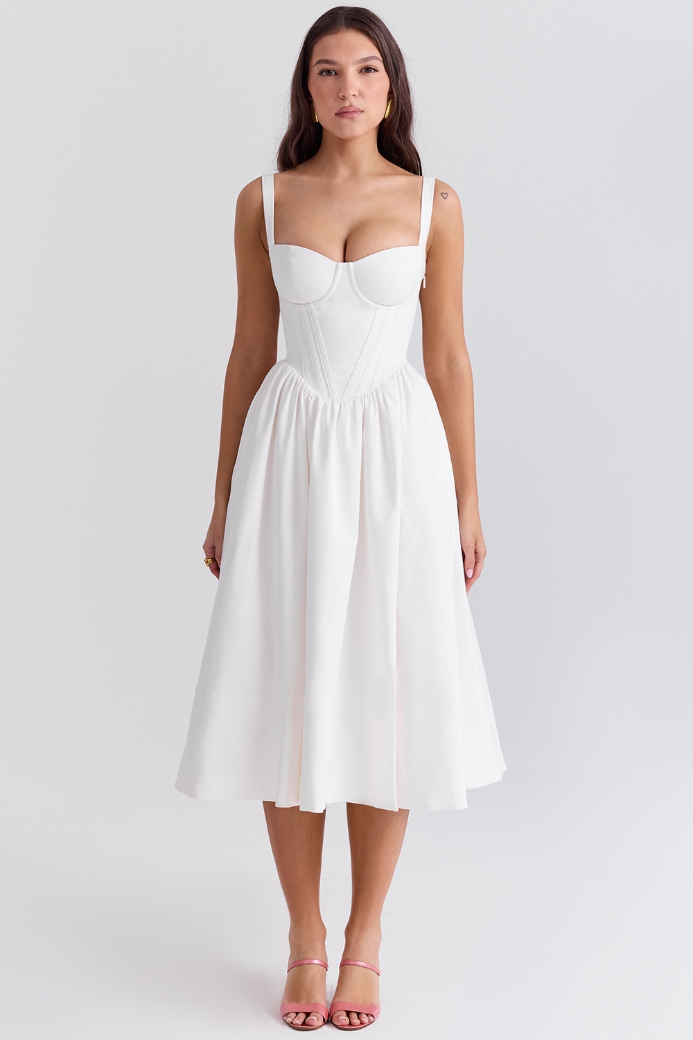 Kelly  White Corset Midi Sundress — image 2