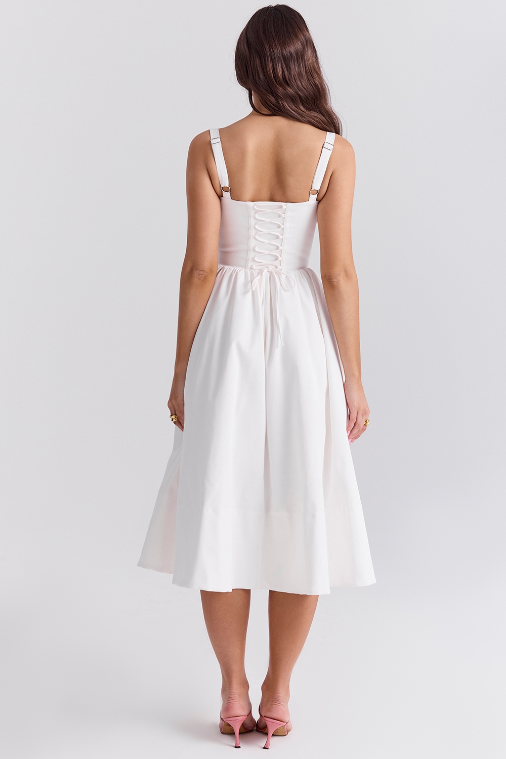 Kelly  White Corset Midi Sundress — image 9