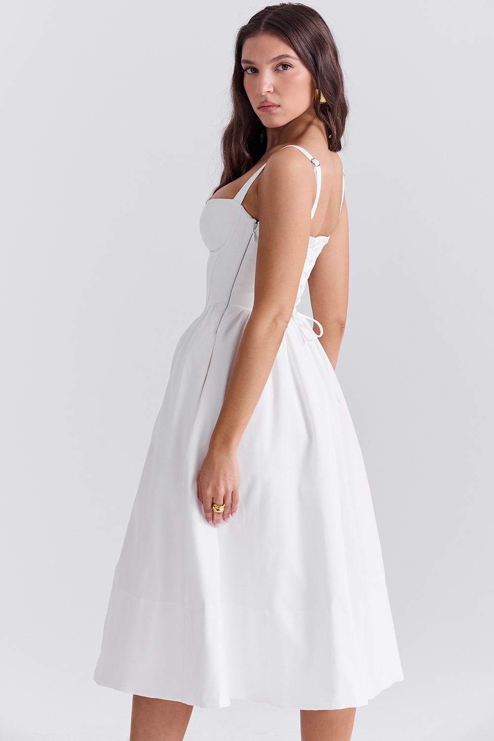 Kelly  White Corset Midi Sundress — image 8