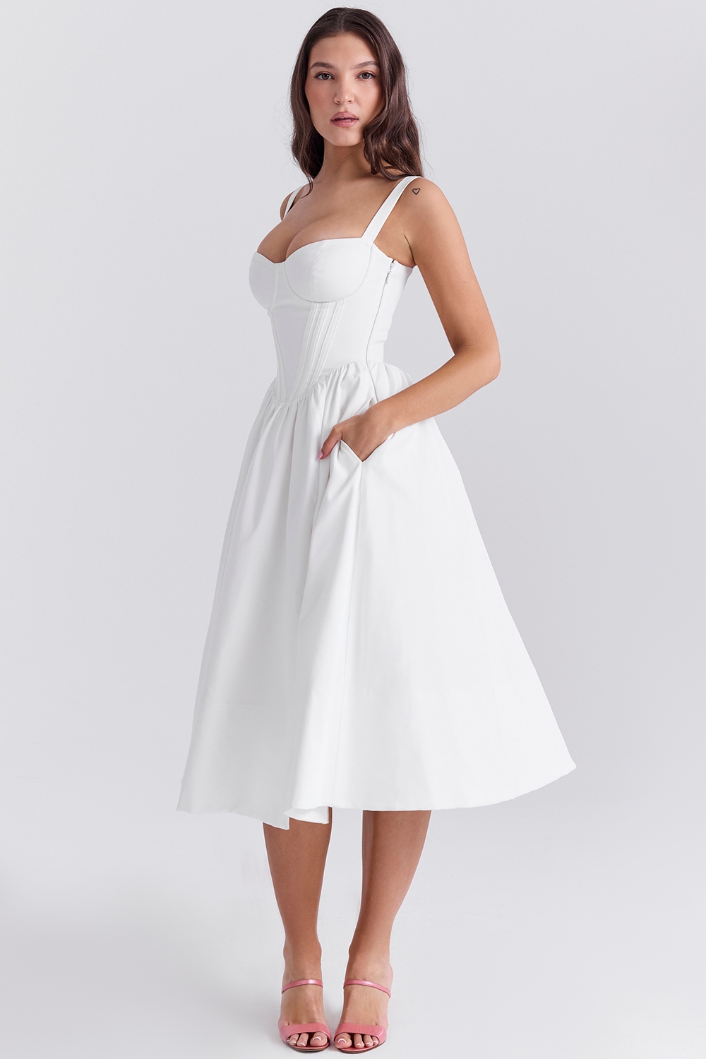 Kelly  White Corset Midi Sundress — image 6