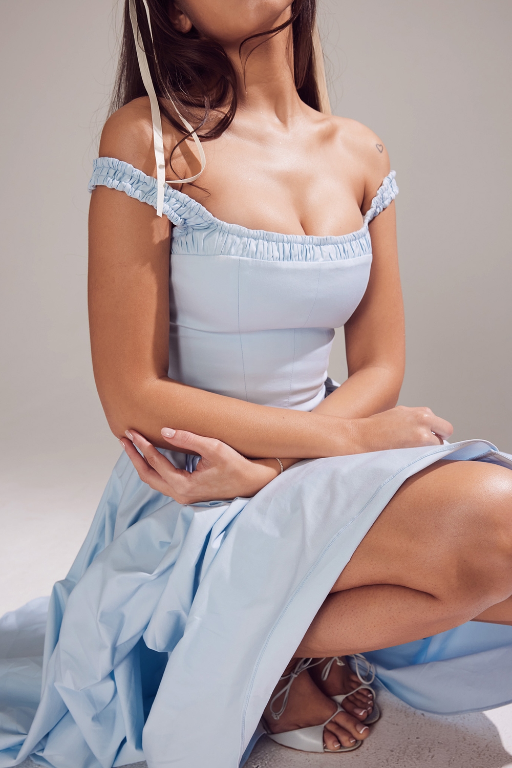 Dorothy  Italian Azure Cotton Midi Sundress — image 9